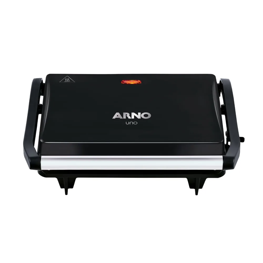 Sanduicheira e grill Arno Compact GPTO, preta, vista de frente