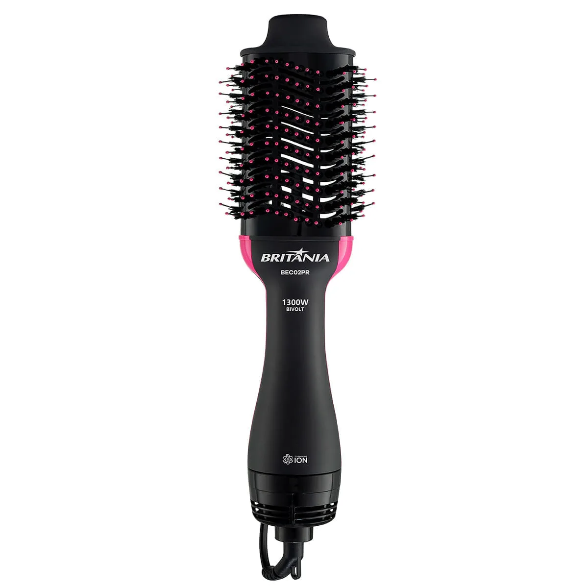 Escova secadora Britânia BEC02PR preta com detalhes em rosa