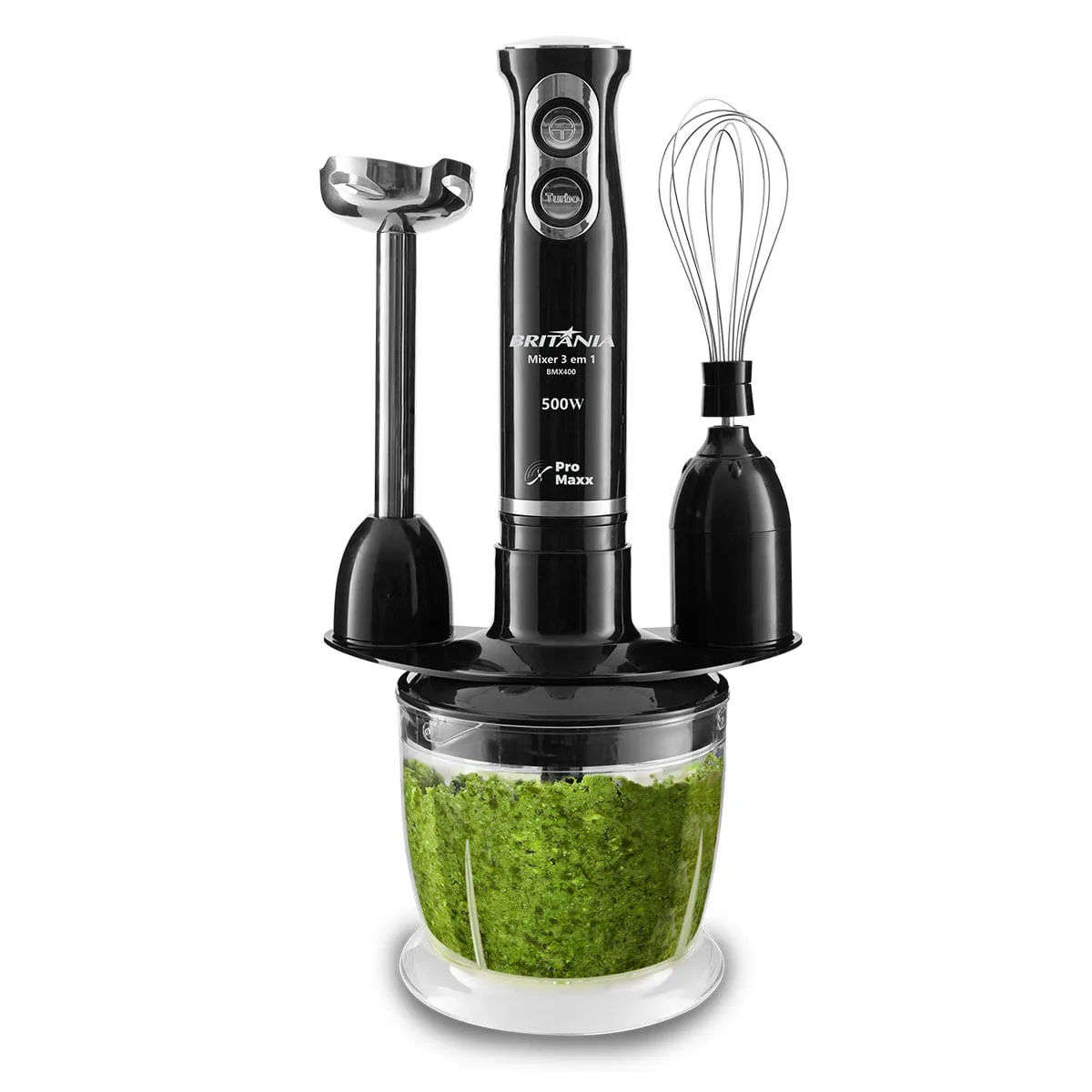 Mixer Britânia BMX400P preto com copo e processador