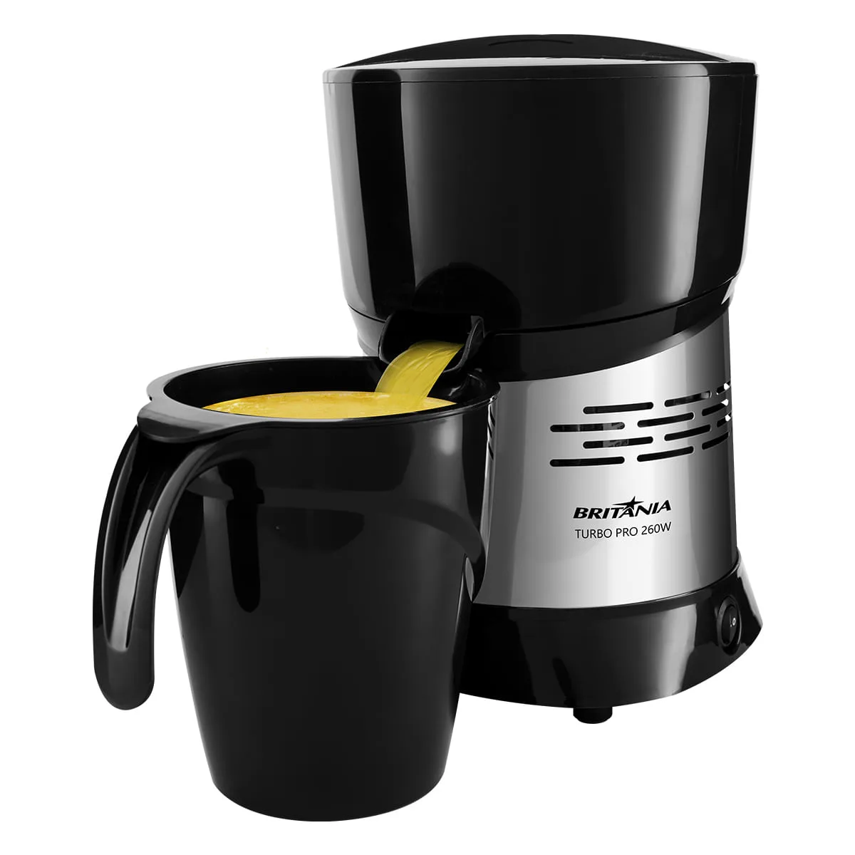 Espremedor de frutas Britânia Turbo Pro preto, com jarra transparente