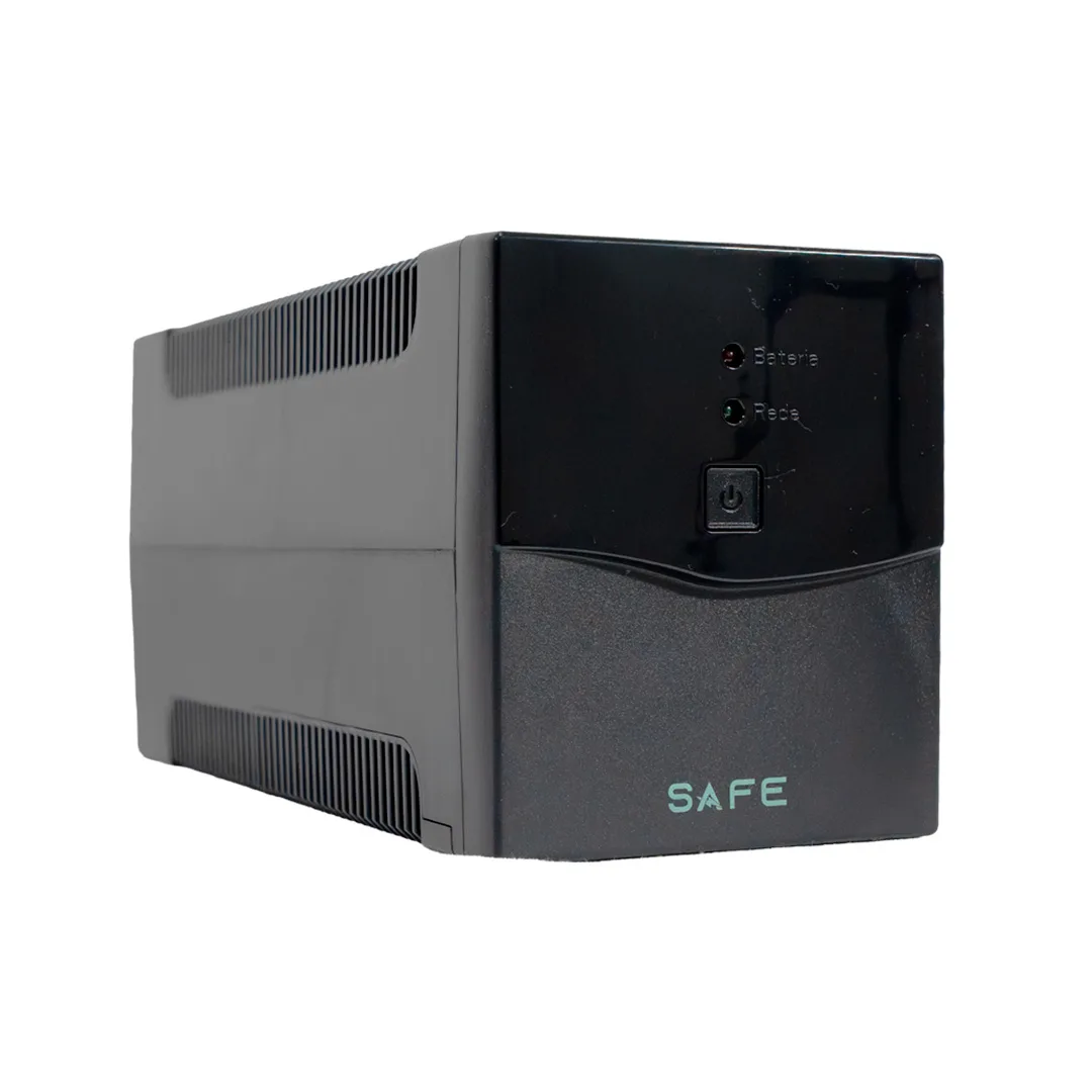 Nobreak Coletek Safe 1200, gabinete preto em perspectiva com frente brilhante
