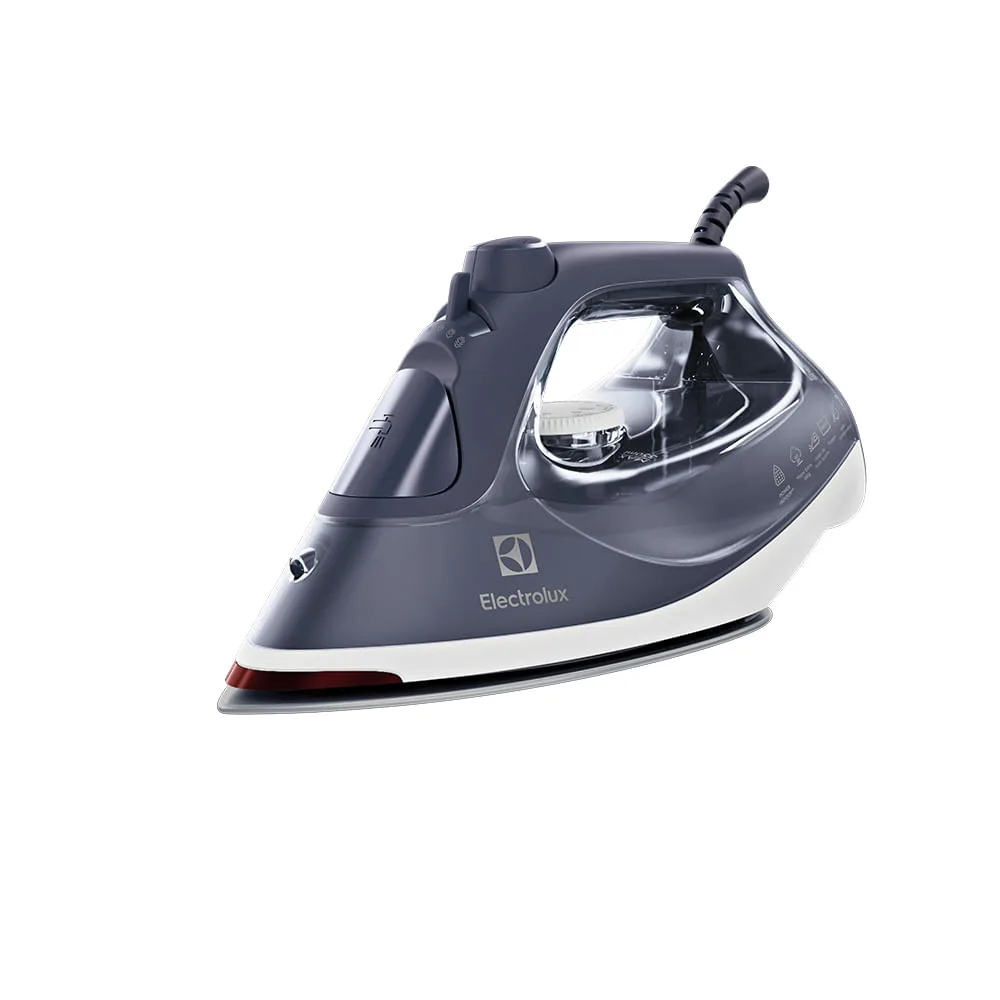 Ferro a vapor Electrolux Experience Care ESI60 azul-marinho e branco, visto de três quartos