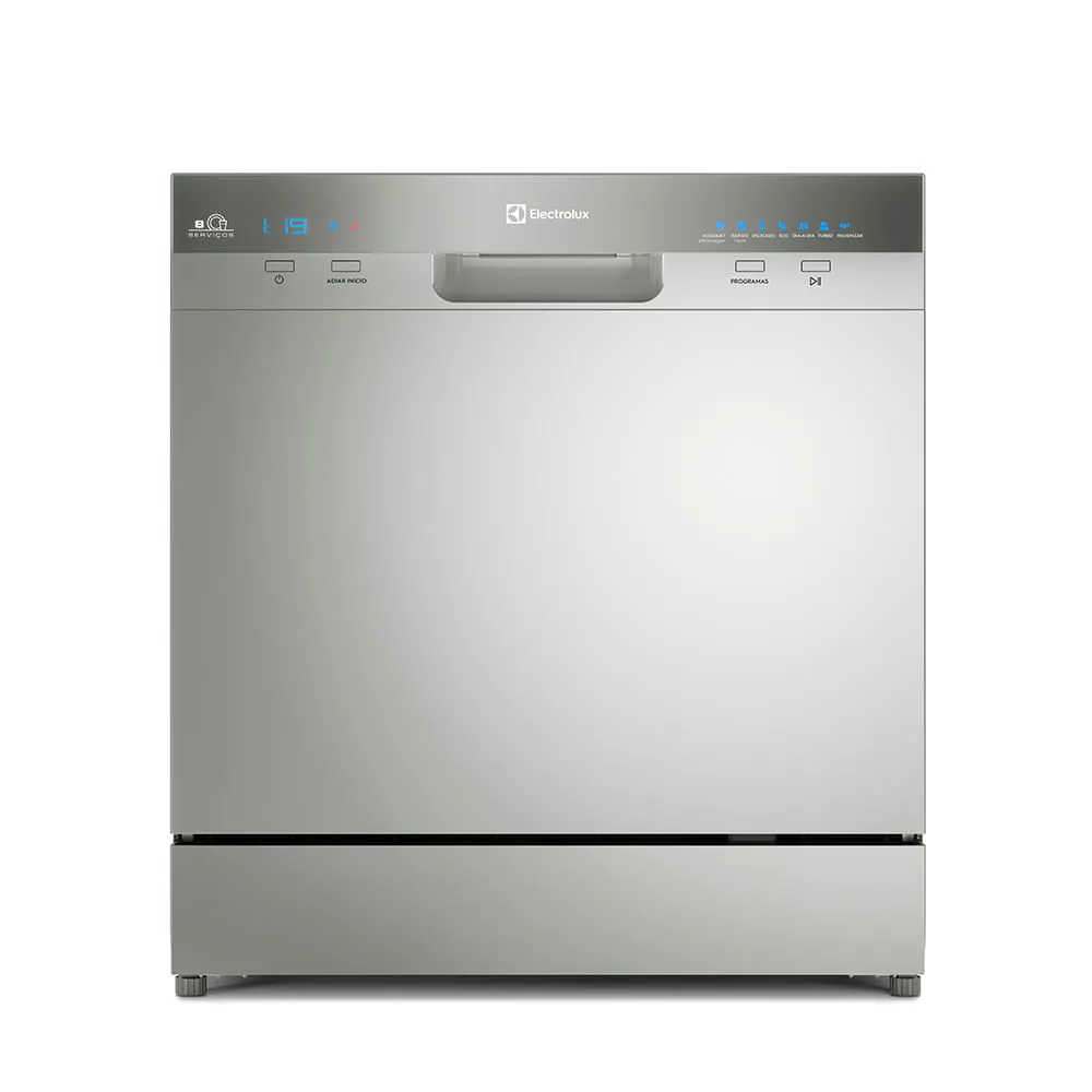 Lava-louças Electrolux LL08S inox, compacta, vista de frente