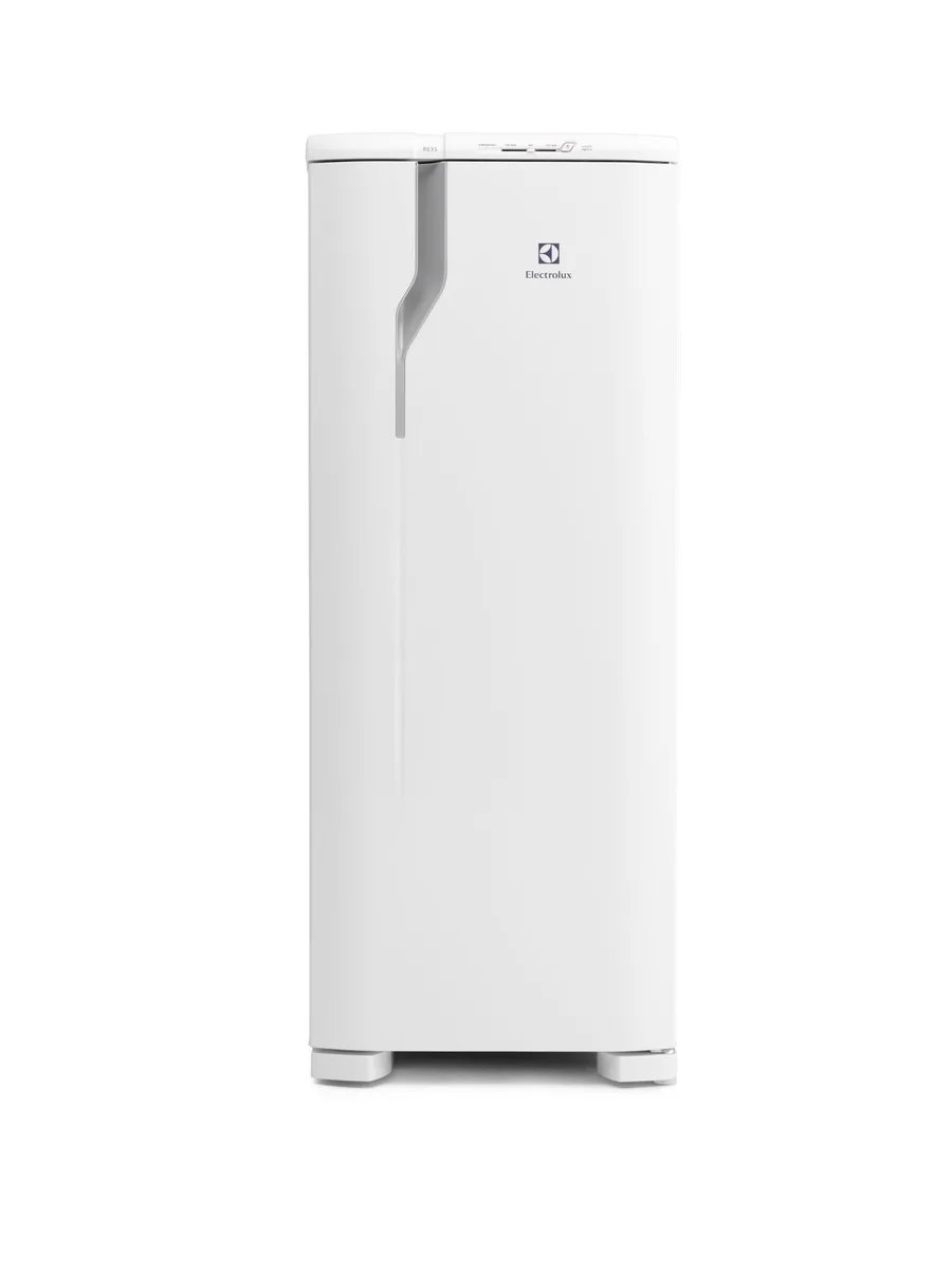 Geladeira Electrolux RE31 branca de uma porta, vista de frente