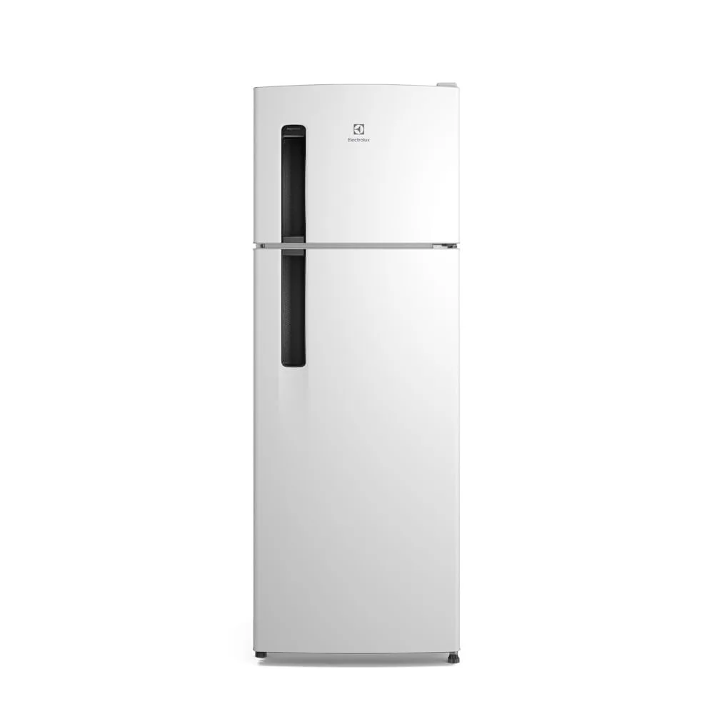 Geladeira Electrolux TF38 branca de duas portas, vista de frente