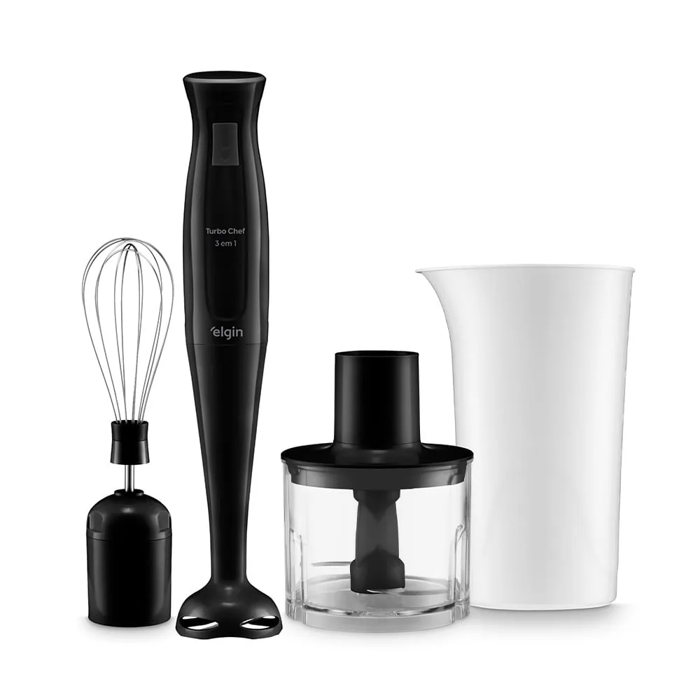 Mixer Elgin Turbo Chef preto com copo dosador e processador