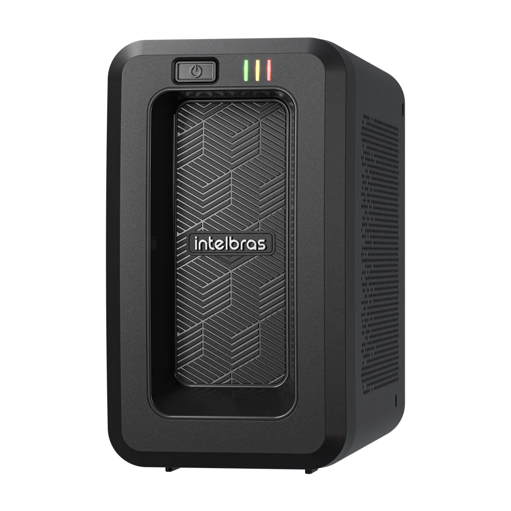 Nobreak Intelbras Attiv Seno 700 BI, gabinete preto com frente texturizada e três LEDs