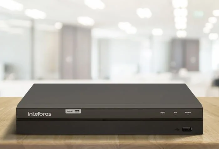 Gravador DVR Intelbras MHDX 1304, gabinete preto de mesa