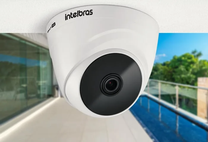 Câmera dome Intelbras VHD 1220 D G8 branca, presa no teto