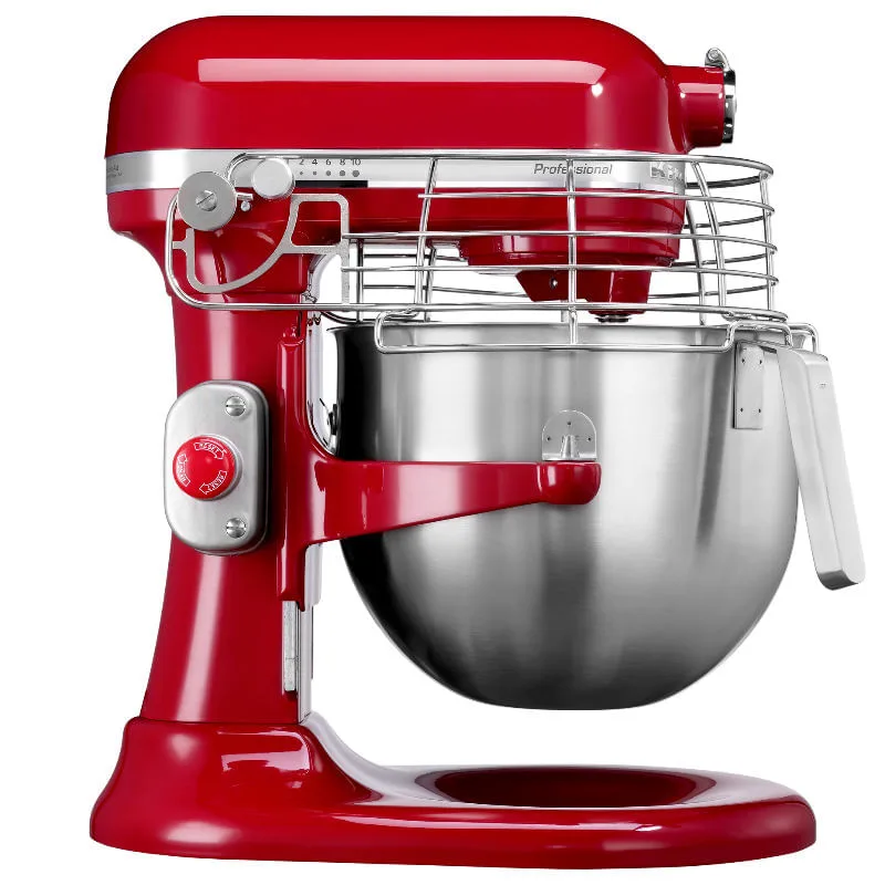 Batedeira KitchenAid Stand Mixer Profissional vermelha de 7,6 L, com alça na tigela e gancho de massa