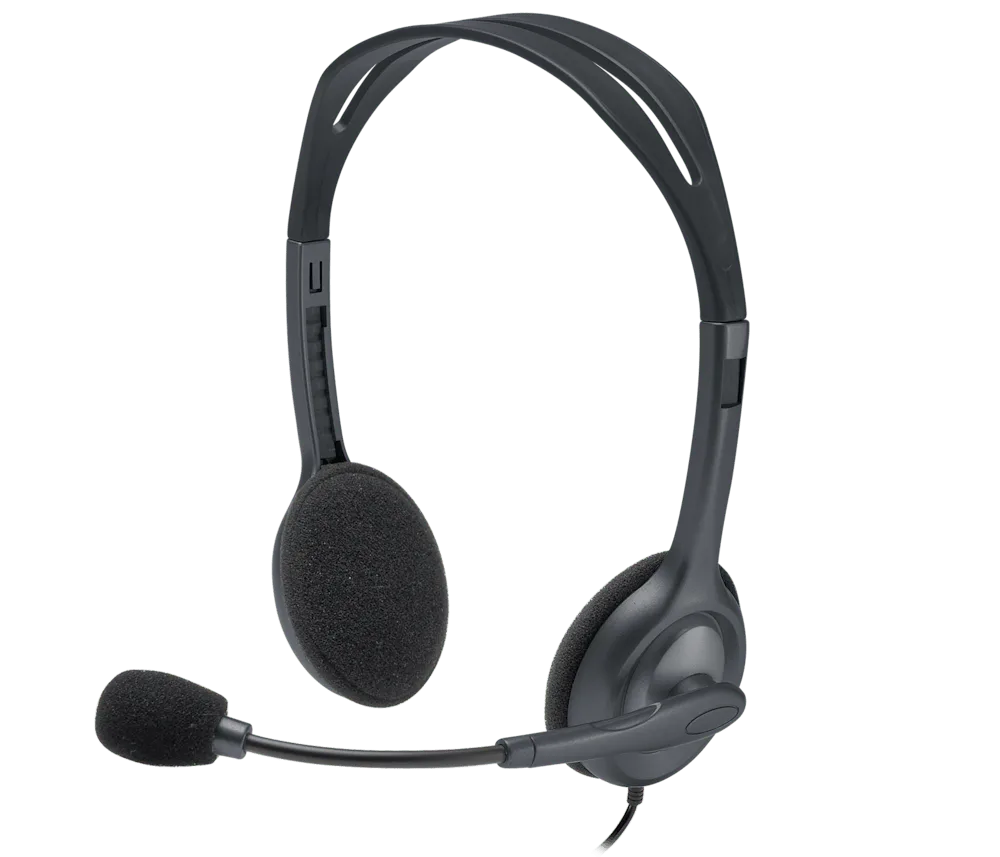 Headset estéreo Logitech H111 preto, com microfone articulado