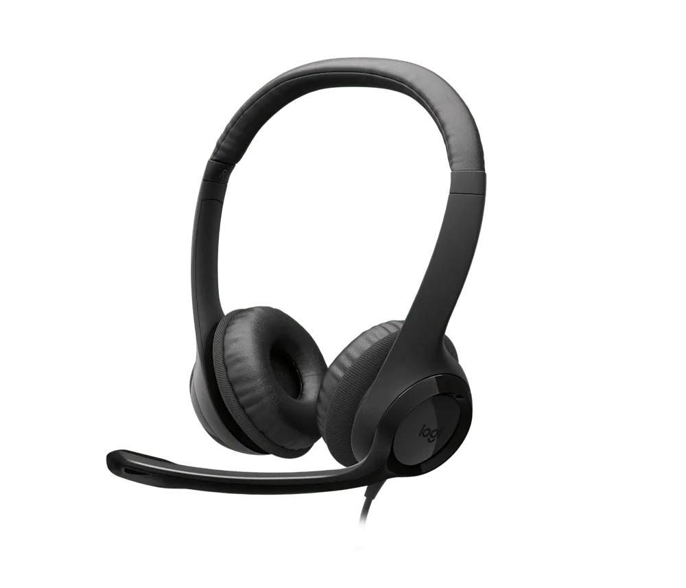 Headset USB Logitech H390 preto, com microfone articulado
