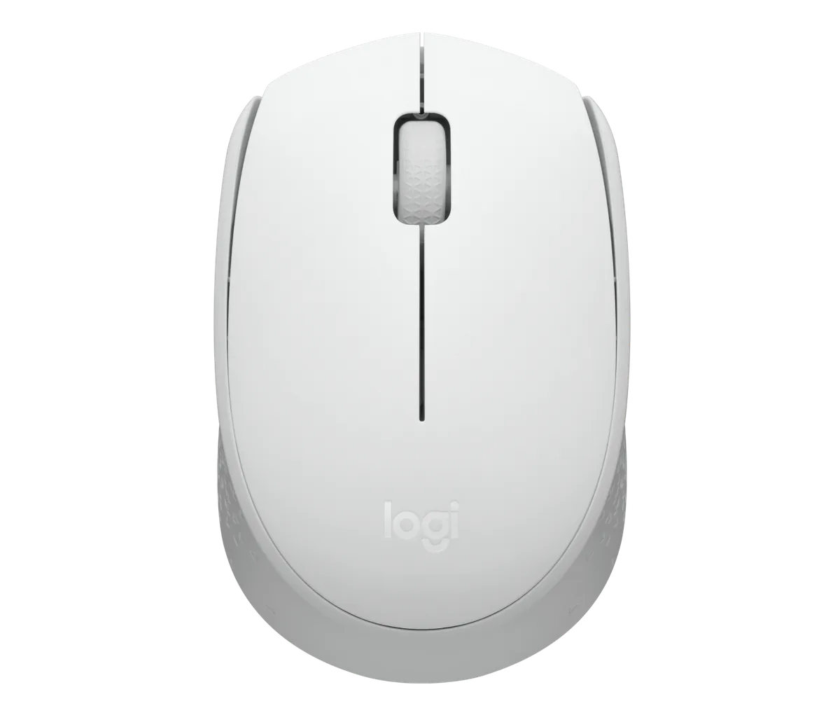 Mouse sem fio Logitech M170 visto de cima, na cor off-white publicada pela Logitech