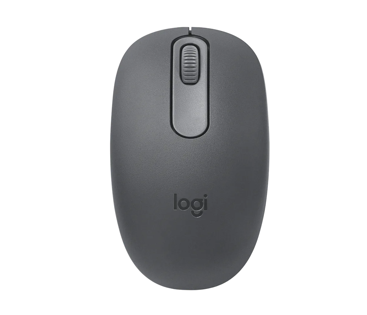 Mouse sem fio Logitech M196 grafite, compacto, visto de cima