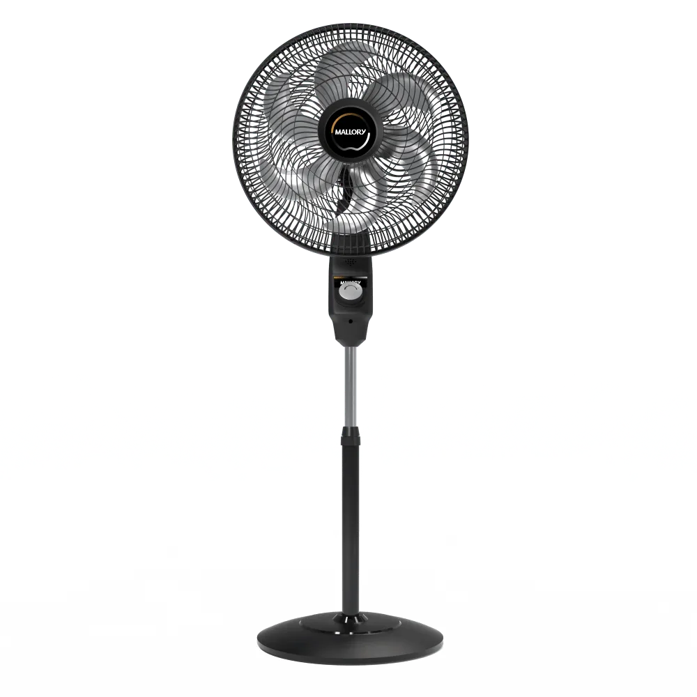 Ventilador de coluna Mallory EOLO preto e grafite, visto de frente
