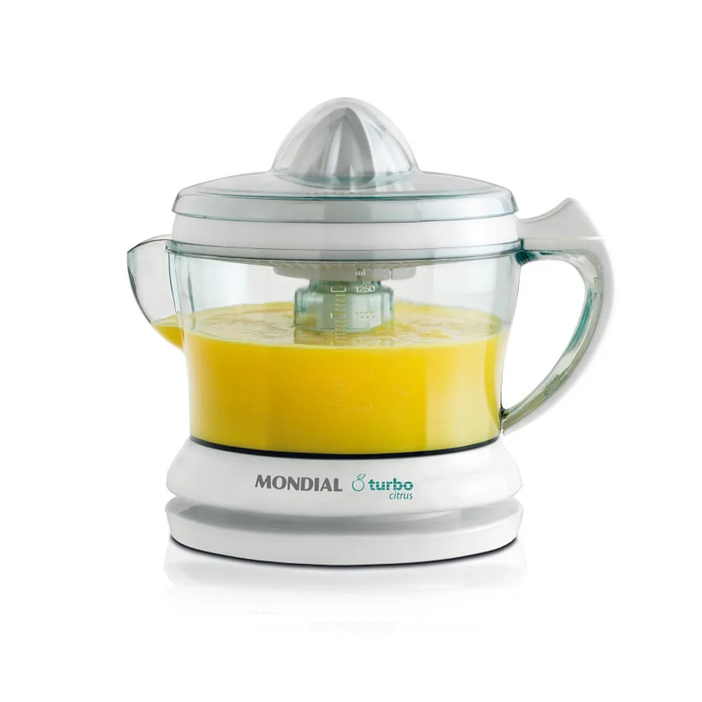 Espremedor de frutas Mondial Turbo Citrus E-01 branco, visto de frente