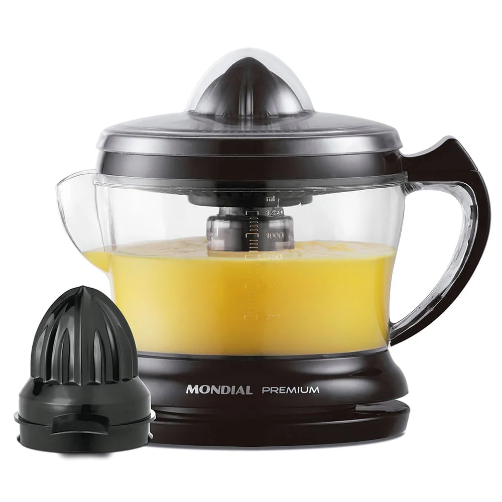 Espremedor de frutas Mondial Premium E-02 preto, visto de frente