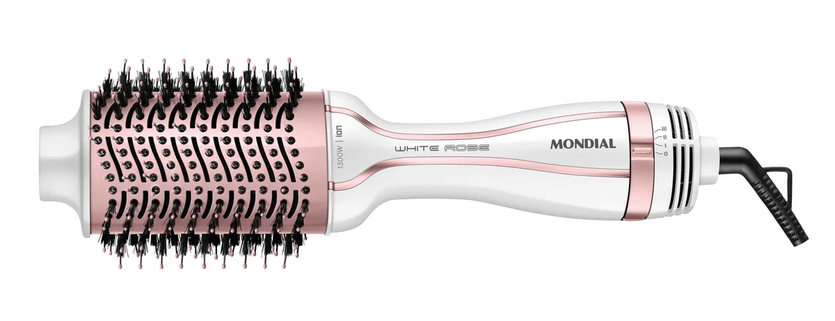 Escova secadora Mondial ES-50 branca com detalhes em rose gold