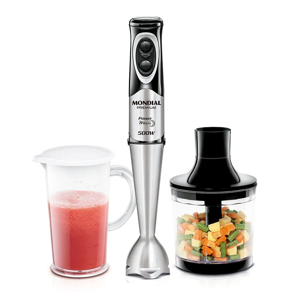 Mixer Mondial Power Premium M-07 preto e inox com copo