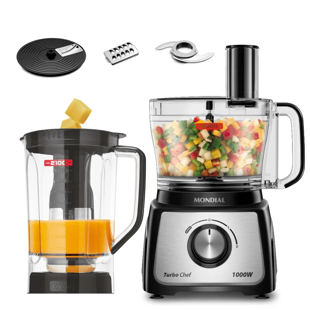 Multiprocessador Mondial MPN-01-B preto com jarra e acessórios