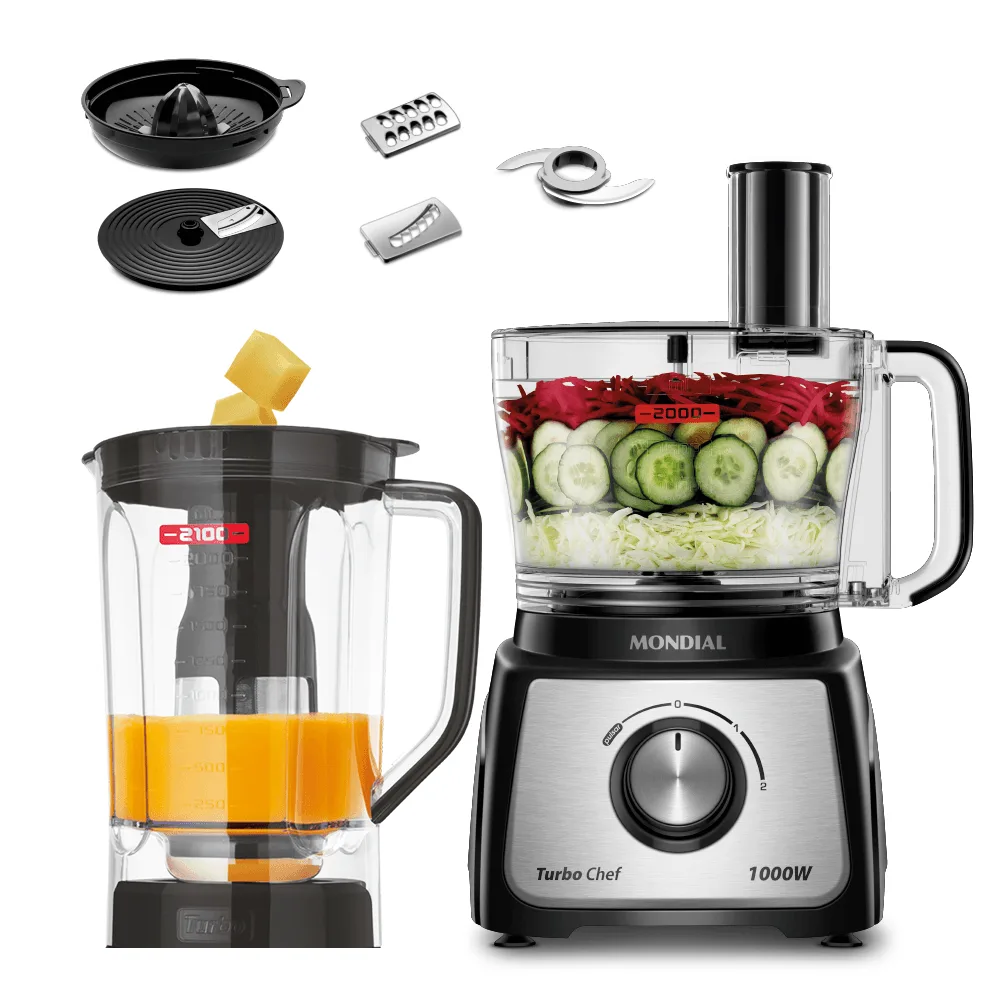 Multiprocessador Mondial MPN-01-BE preto com jarra e acessórios