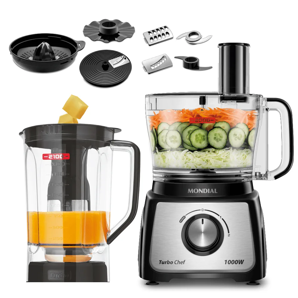 Multiprocessador Mondial MPN-01-BF preto com jarra e acessórios