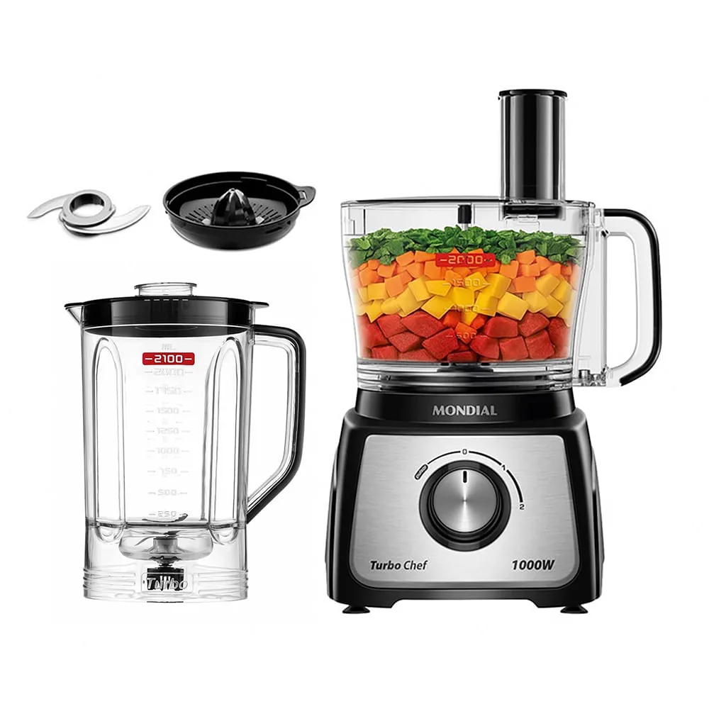 Multiprocessador Mondial MPN-02-BE preto com as duas jarras
