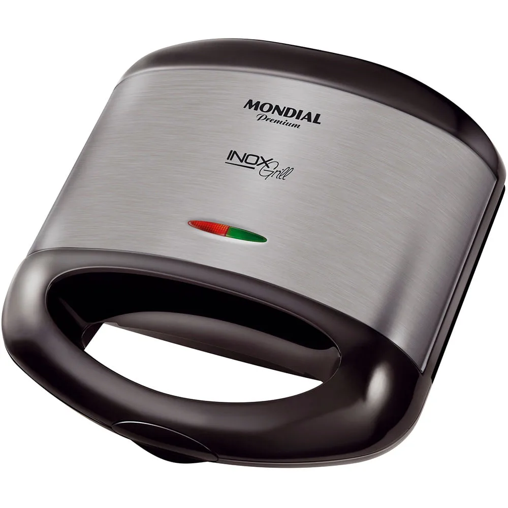 Sanduicheira Mondial Premium S-07, preta com tampa em inox