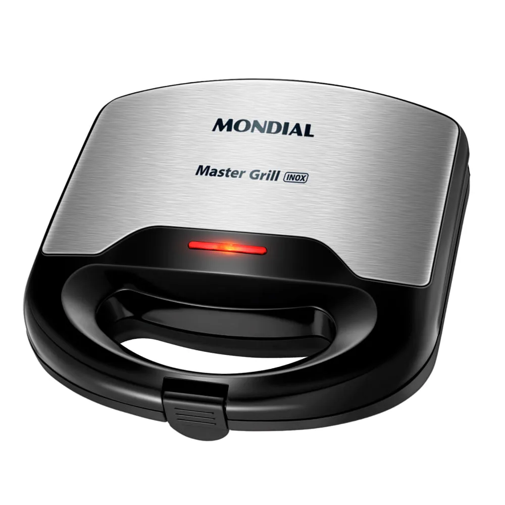 Sanduicheira Mondial Master Grill S-20, preta com tampa em inox