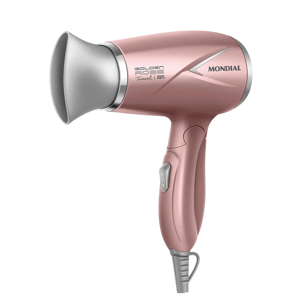 Secador de viagem Mondial SC-47-GR rosa e prata, com o bico direcionador