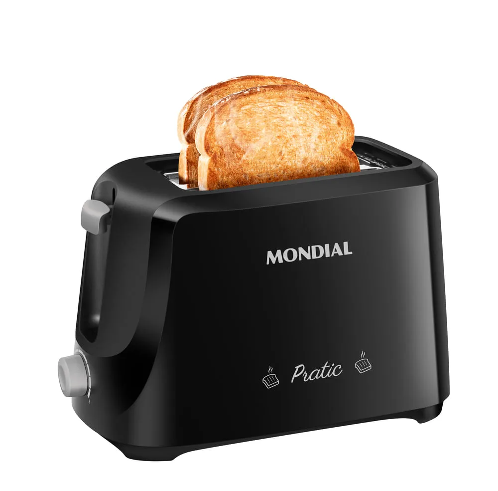 Tostador Mondial Pratic T-18 preto, vista de frente