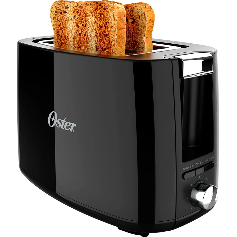 Torradeira Oster OTOR650 Black Simple Life preta, vista de frente