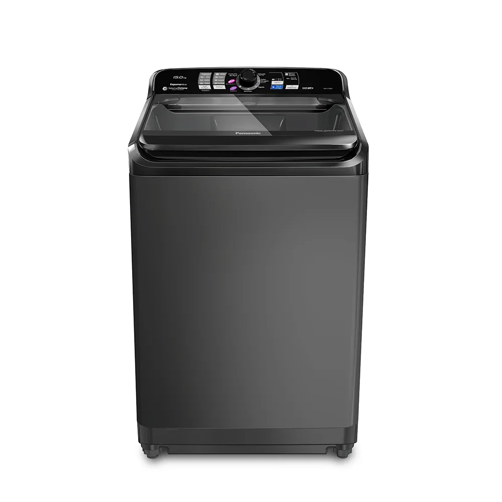 Máquina de lavar Panasonic NA-F150B1T titânio, de carga superior, vista de frente