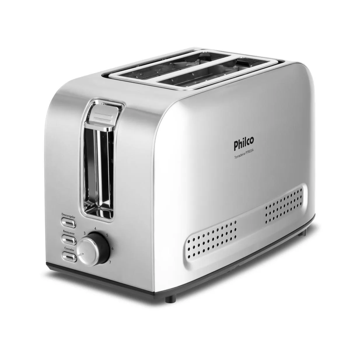 Torradeira Philco PTR03A inox, vista de frente