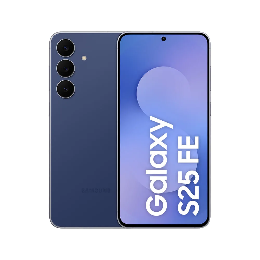 Samsung Galaxy S25 FE visto de frente e de costas