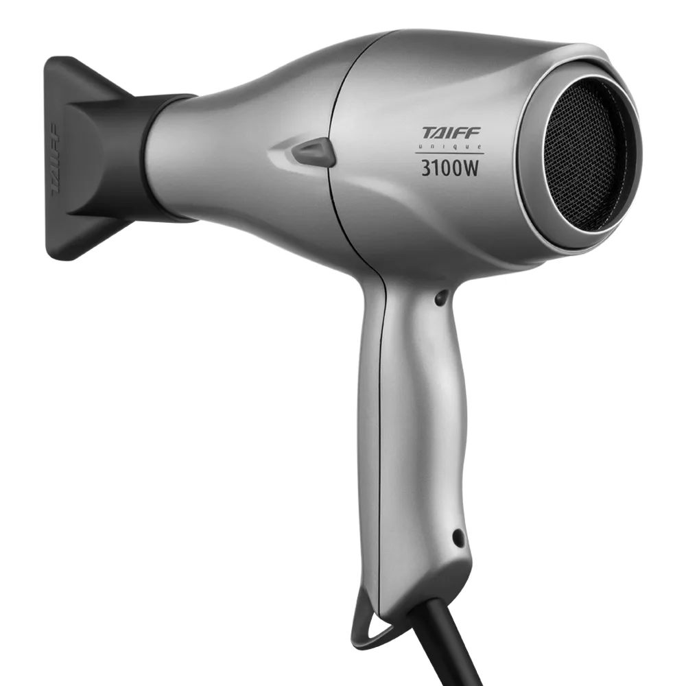 Secador de cabelo Taiff Unique 3100W prata, visto de lado