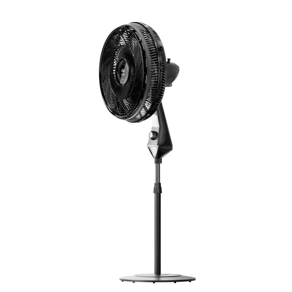 Ventilador de coluna WAP Flow Turbo preto, de 8 pás, visto em três quartos
