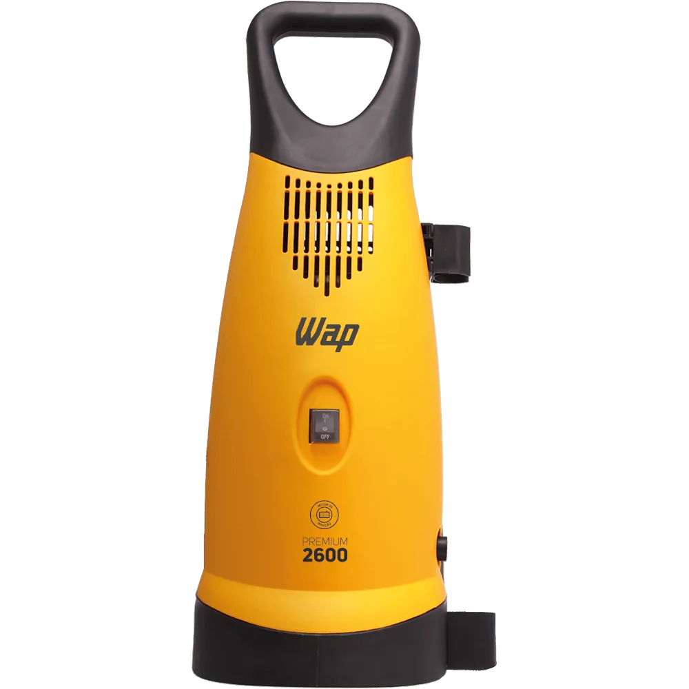 Lavadora de alta pressão WAP Premium Ultra 2600 amarela e preta, vista de frente
